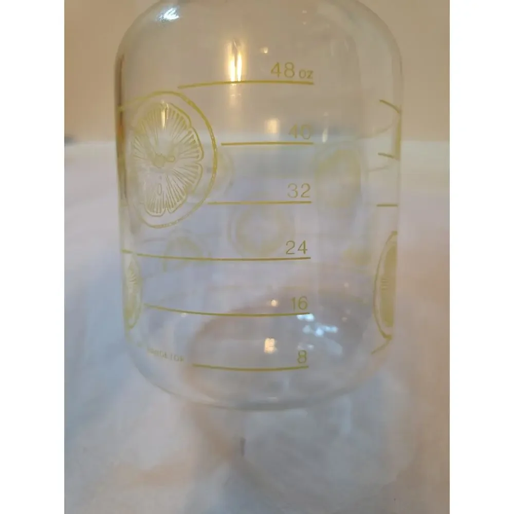 Vintage Pyrex 7520 Glass Juice Tea Lemonade Carafe Pitcher Lemon Slices 2 Qt USA